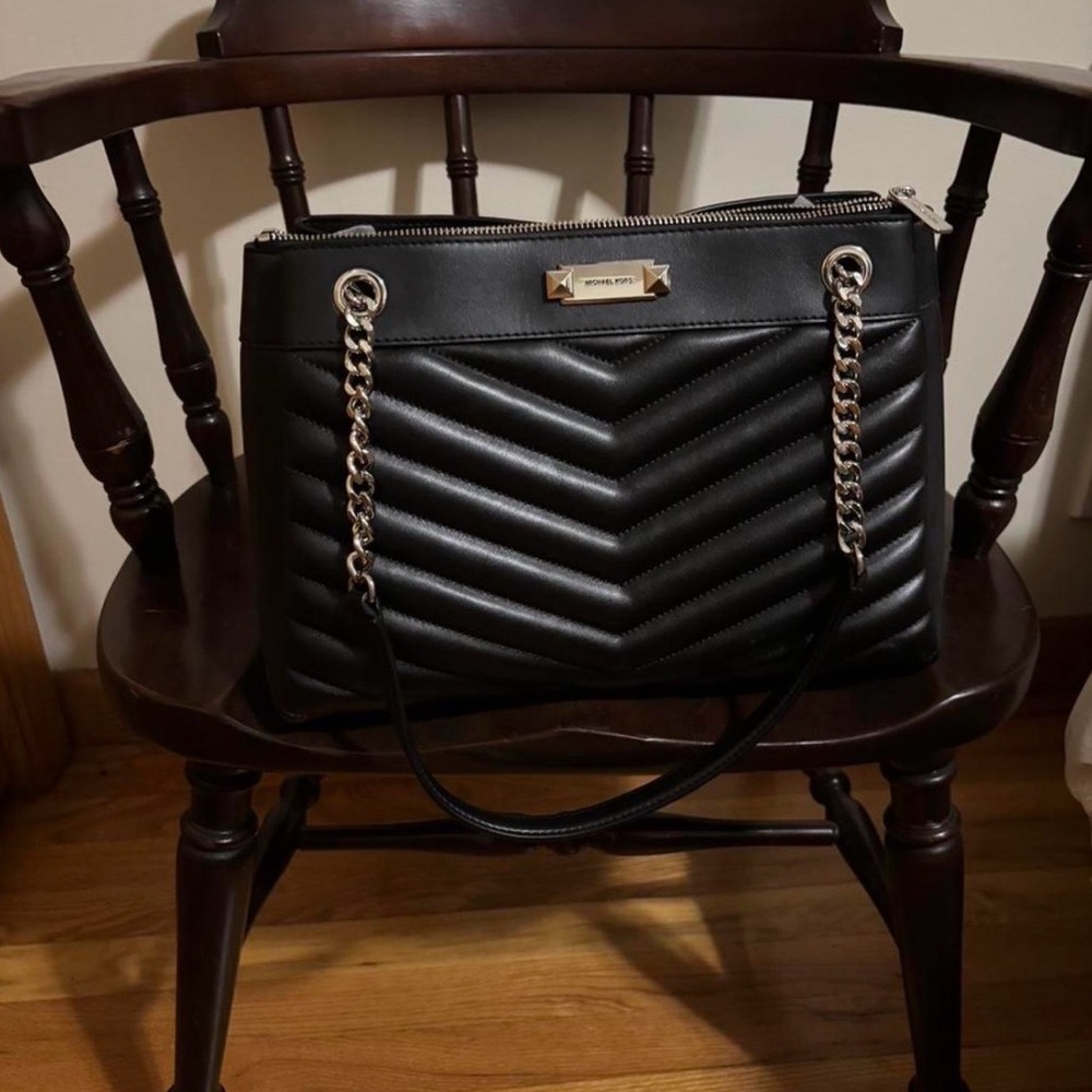 Michael Kors Black Chevron Shoulder Bag